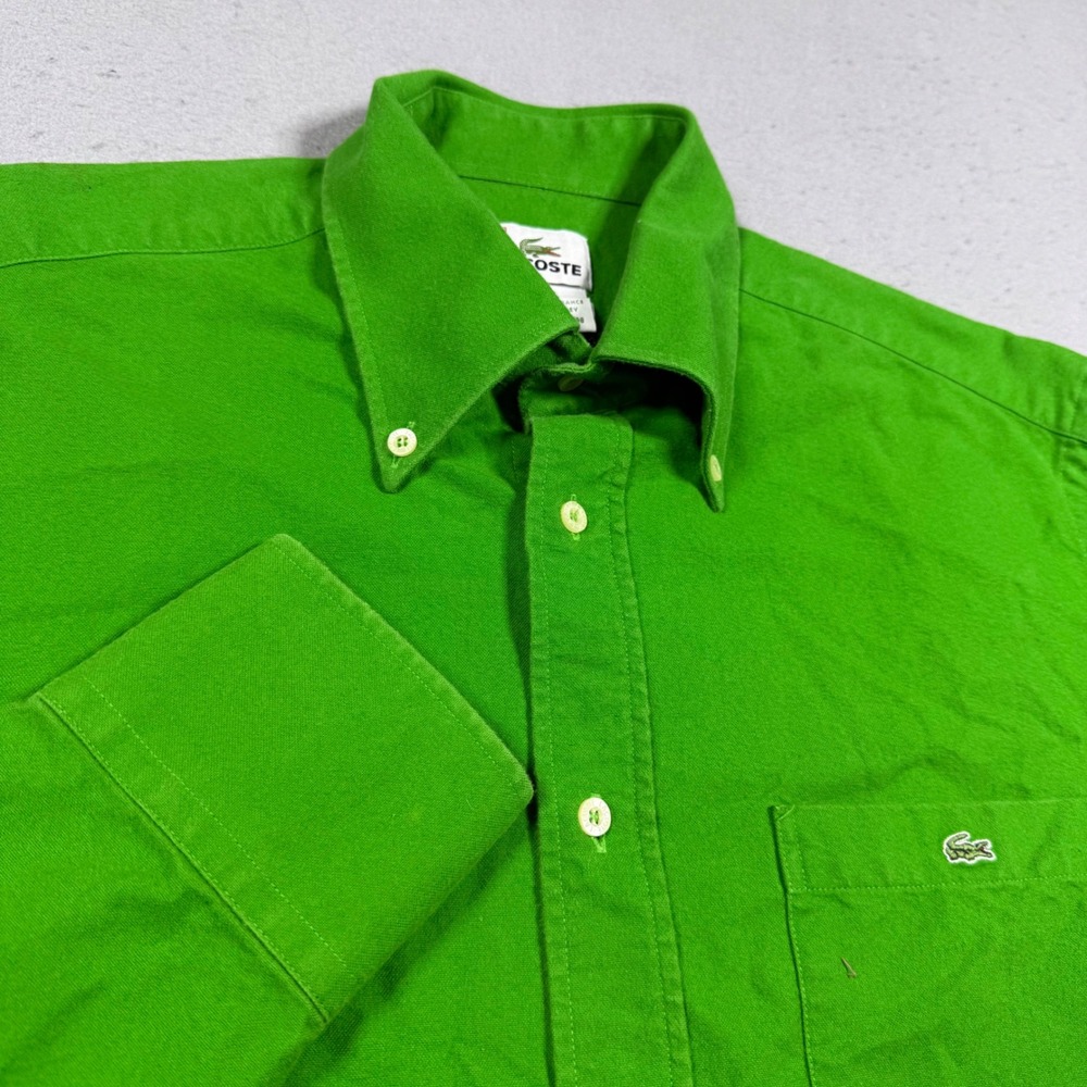 Lacoste Mens Green Long Sleeve Button Down Cotton Shirt Size 40